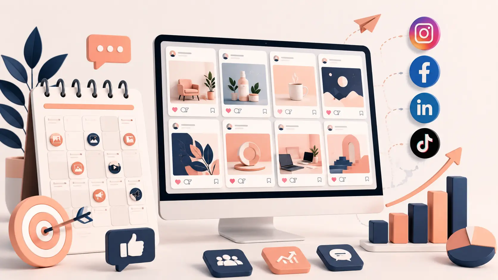 Starter social media management – consistent social media presence and content creation