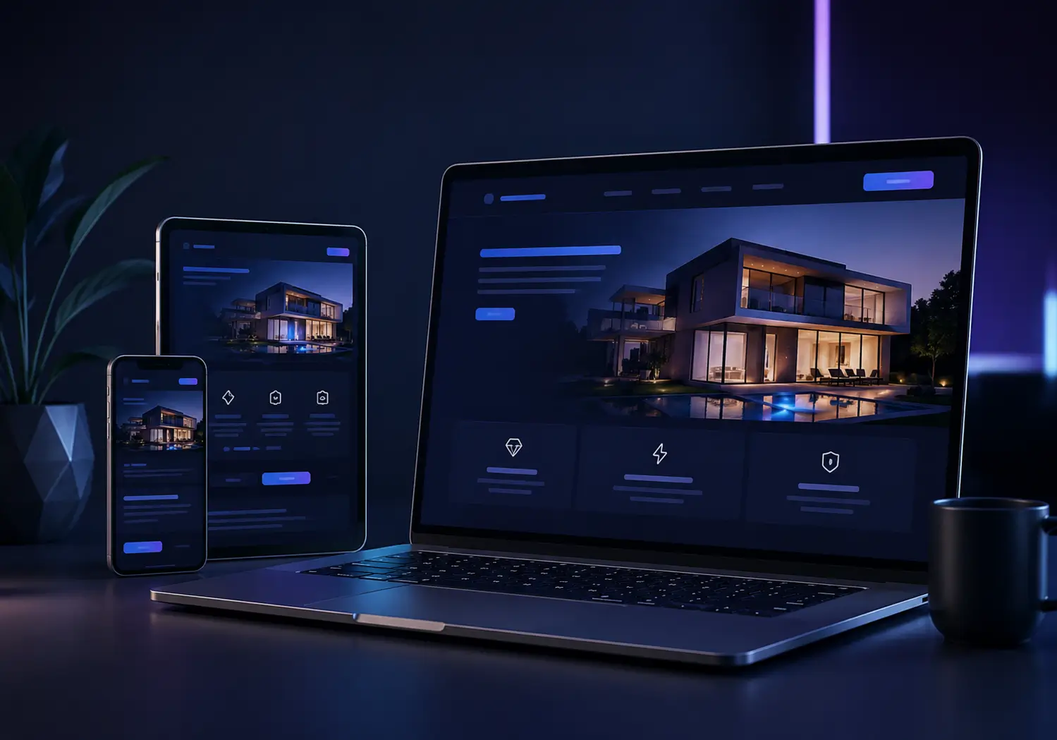 Website Design & Development, Custom websites that convert visitors into clients, shown on laptop and mobile